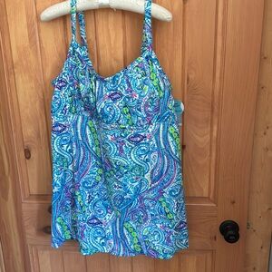 NWT Kim Rogers Shape Support Tummy Control Swimsuit Blue Dive Sz 22W Retails $98